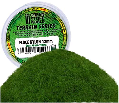Herbe électrostatique de 12 mm : tapis d'herbe verte pour modélisme ferroviaire