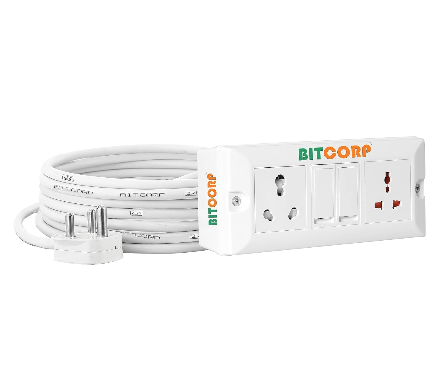 BITCORP Power Extension Board - 2 Outlets, 2 Switches -10