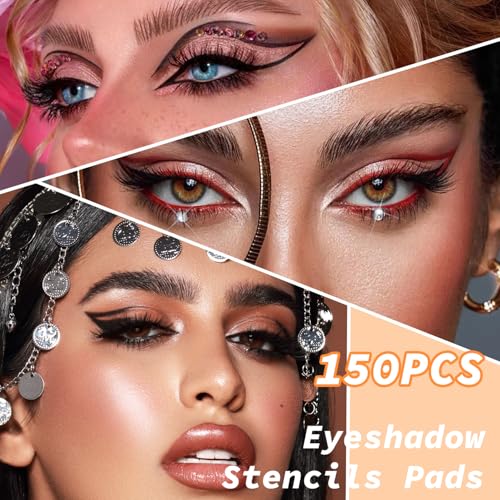 Image of TORMEN Eyeshadow Shields, Lint-Free Under Eye Pads, 50 Pcs | Lint-free eyeshadow stencil pads. Prevent fallout and residue. Makeup, eyelash extensions application. Portable, disposable.