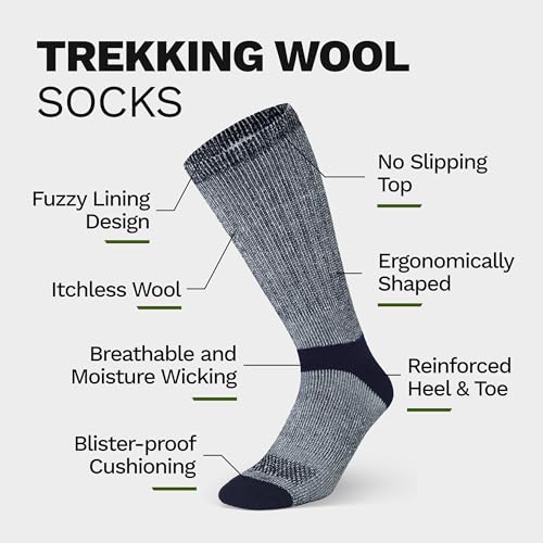 Image of Alvada Mens Merino Wool Crew Socks Thermal and Warm Socks for Winter Work Hiking Running 3 Pairs