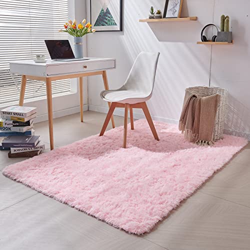 Anvarug 3X5 Feet Small Area Rug, Upgrade Anti-Skid Durable Rectangular Cozy Rug, High Pile Shag Carpet Rugs For Indoor Home Decorative, Pink #TOP4