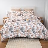 Etrexonline Juego de Funda Nórdica 4 Piezas Cama 180 Microfibra Suave Transpirable - 1 Funda Edredón 260x220 cm, 1 Bajera 180x200 cm y 2 Funda Almohada 50x100 cm (Dulce Hojas)