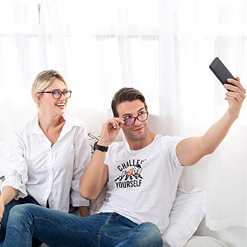 Blue Light Blocking Computer Glasses 2 Pack Anti Eye Eyestrain Unisex(Men/Women) Glasses with Spring Hinges UV Protection(Twilight and Red) - Thumbnail 7