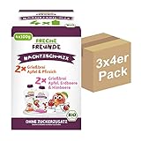 FRECHE FREUNDE Bio Grießbrei Quetschies Nachtisch-Mix, Quetschbeutel für Kinder ab 12 Monaten, 3er Pack, 3 x (4 x 100g), 524916