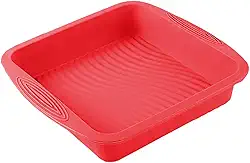 UDlandia Forma para Brownie Quadrada 27cm Em Silicone Antiaderente Vermelho Moderno