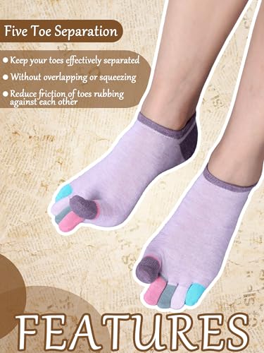 Image of Bencailor 6 /15 Women Cotton Five Toe Socks No Show Ankle Socks with Toes Separated for Athletic Walking Yoga