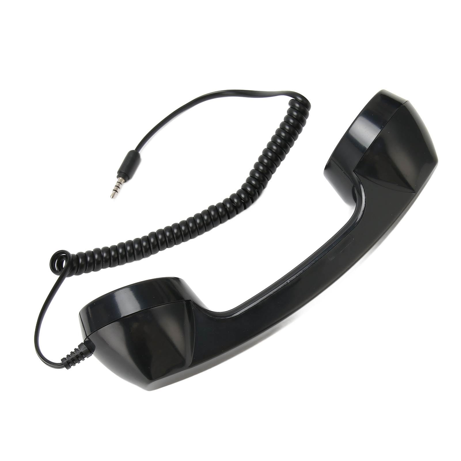 Odbiornik Telefonu Komórkowego, Odporny na Promieniowanie Zestaw Słuchawkowy w Stylu Retro, Czysty Dźwięk z Mikrofonem do Smartfonów (Czarny)