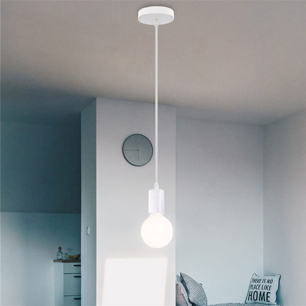 Kit Plafoniera E Portalampada A Sospensione - Bianco 2A 250V Per Lampade Corridoio Cucina