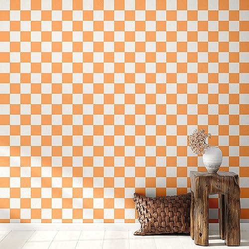 Papier peint amovibles rétro orange 40x25cm lavable et repositionnable