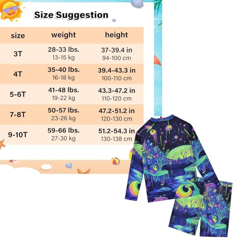 Conjunto UV niños de paisaje psicodélico manga larga 3-10 años 3