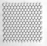 3/4x3/4 White Penny Round Glossy Finish Porcelain Mosaic Tile Walls Floors Backsplashes