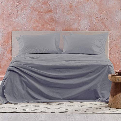 Image of 1800 Brushed Microfiber Bedsheet | Bedsheets | Bed Sheet | chadar - Soft and Breathable - Flat Sheet with 2 Pillow Cover - Double Size Light Grey Solid