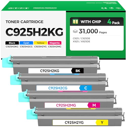 Image of C925H2KG C925H2CG C925H2MG C925H2YG Toner Cartridge 4-Pack High Yield Compatible for Lexmark C925 C925DE X925 X925DE Printer Black Cyan Magenta Yellow