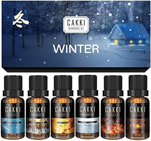 Winter Essential Oils for Diffusers for Home, CAKKI Premium Grade Fragrance Oils Set, 6 Winter Scents Natural Aromatherapy Oils, for Candles Making, for Soaps Making, for Christmas Gift, 6x10ml