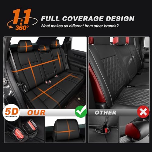 Image of AOMSAZTO Custom Fit RAV4 Seat Covers for Toyota RAV4 LE 2013 2014 2015 2016 2017 2018 (NOT for Hybrid) - Full Set Faux Leather (Black)
