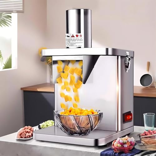 Lissontine Cortadora De Verduras Y Picadora Eléctrica Profesional De Acero Inoxidable 304 con 7 Cuchillas, Rebanadora Y Cortador En Cubitos 3 En 1 para Cocinas Comerciales
