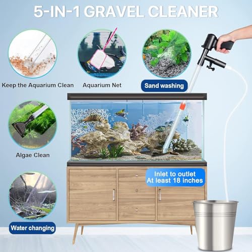 Aspiradora de grava para acuario con flujo ajustable y manguera de 3 m para un lavado eficiente de arena y filtrado de agua en tanques de peces