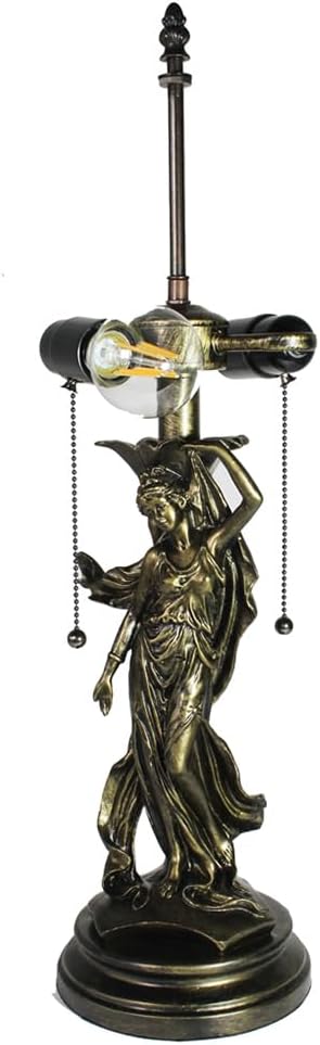 Rainbow Art Glass Lady Metal Lamp Base, Dark Bronze Finish with Gold Highlights, Nicely Weighted, 23.5" Tall