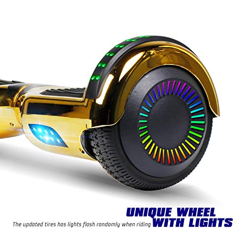 Felimoda Hoverboard with Bluetooth, 6.5” LED Light Wheel Self Balancing Scooter, Two-Wheel Hoverboard, Electric Scooter for Kids & Adult, UL2272 Certified Self Balancing Hoverboards - Golden