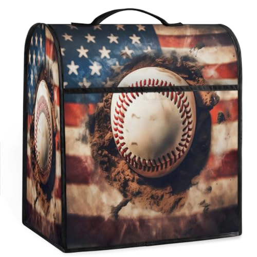 Coffee Maker Cover American Flag Baseball Pattern Kitchen Appliance Covers Small Appliance Covers Blender Cover Juicer Cover Dust Covers for Kitchen Appliances with Top Handle and Pockets,C856