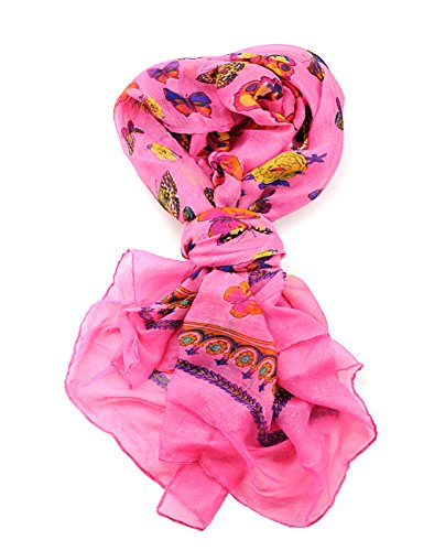 NYFASHION101 Printed Butterflies & Flowers Fern Bordered Scarf Shawl Wrap