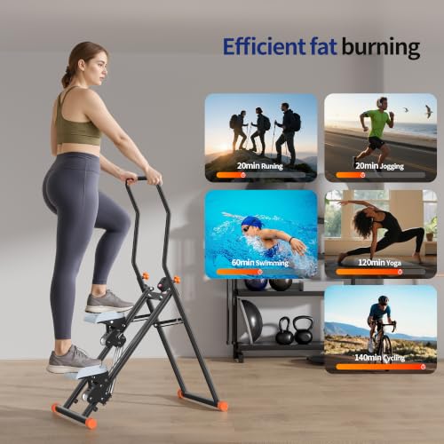 Image of RYGEO Stair Steppers with Resistance at Home Gym, Folding Vertical Climber Cardio Exercise Machine, Stair Climber for Full Body Workout with LED Display