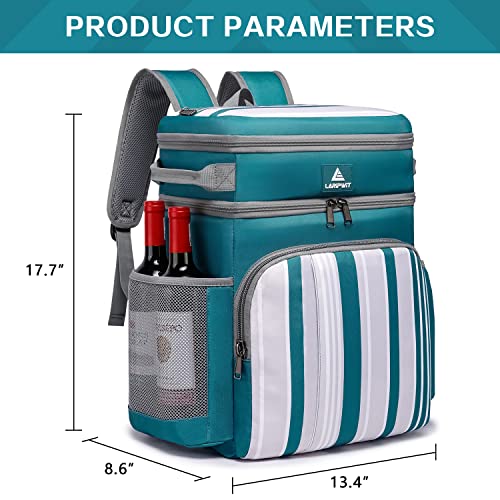 Laripwit 54 Cans Backpack Cooler Insulated Leak-Proof Cooler Backpack Blue Stripe Double Deck Lunch Backpack For Men Women - Perfect Soft Cooler Bag For Camping, Picnic, Beach, Hiking #TOP5