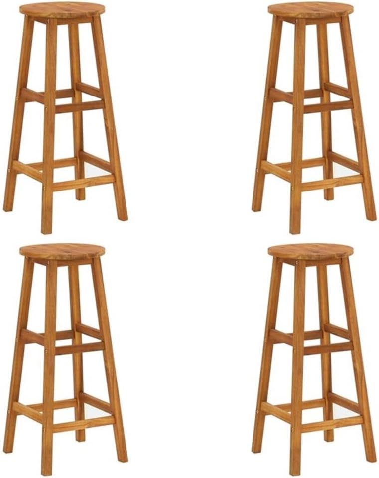 Pemberly Row Large Outdoor Patio Bar Set, Solid Acacia Wood, Oiled Finish, 59.1 in Table with 8 Cushioned Bar Stools, Seats up to 9, Rectangular Garden Furniture for Terrace or Backyard Dining