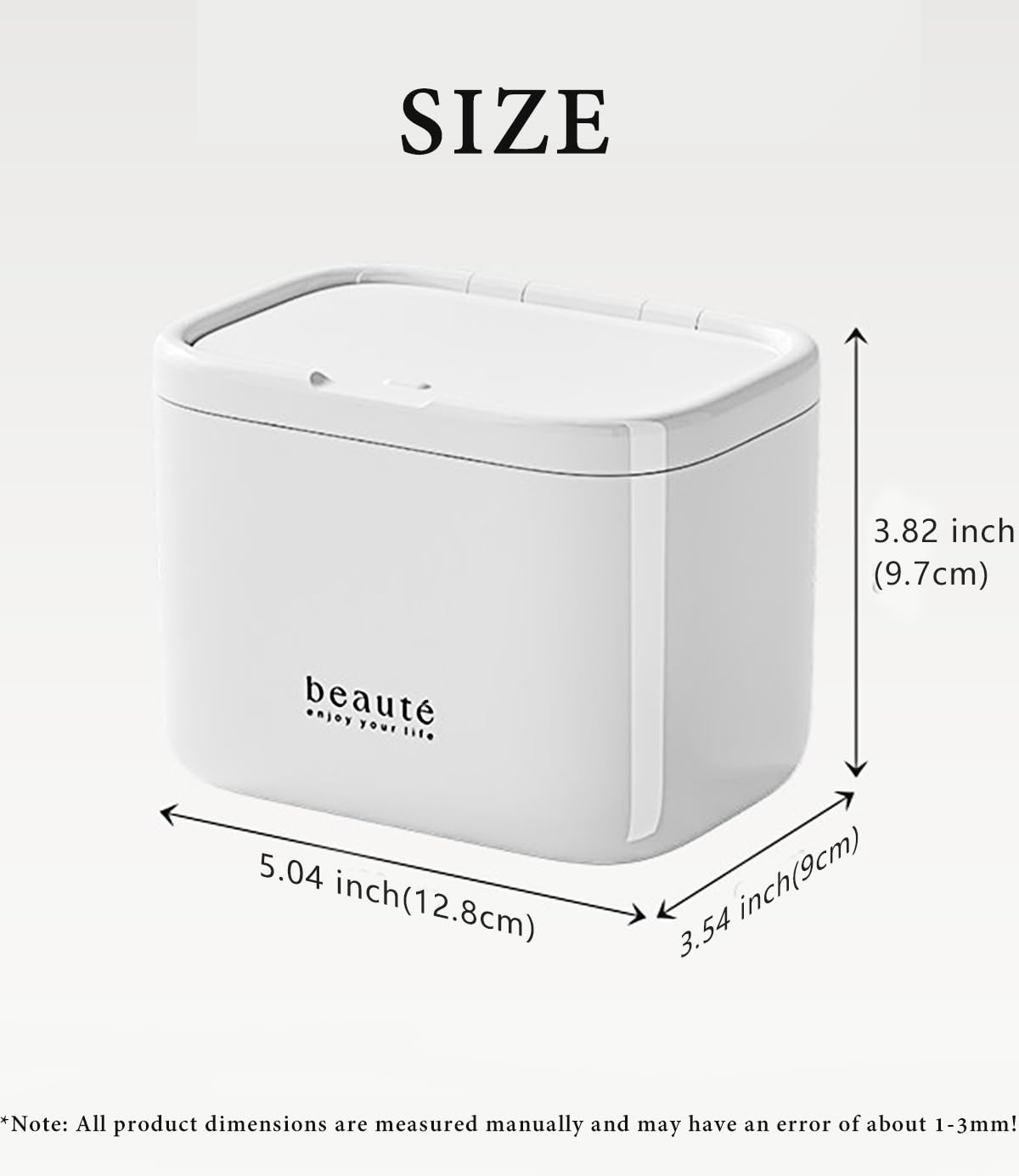 Caja organizadora automática de hisopos de algodón con tapa, ABS y acero inoxidable, 4 compartimentos, montaje en pared, 127 x 89,6 x 96,3 mm