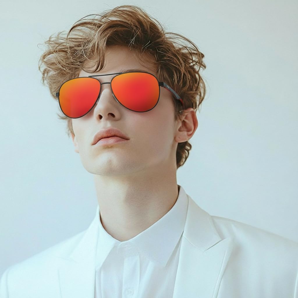 ZENOTTIC Polarized Aviator Sunglasses for Men Carbon Fiber Temple Pilot Sun Glasses with Mirrored Lens UV Protection - Image 2
