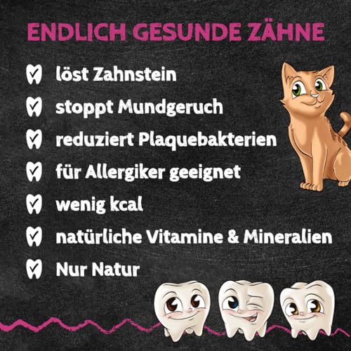 QCHEFS ZAHNPUTZFLIPS Katzen Leckerlies mit dem Futter als Zahnpflege und Mundgeruch. Geschmacksneutral mit der Schleckpaste oder Nassfutter von der Leckmatte (1er Pack)