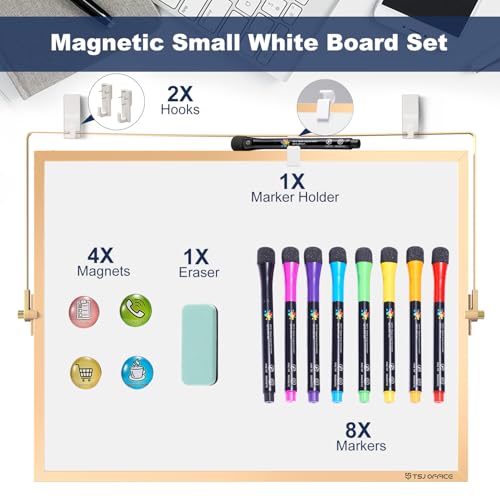 Image of TSJ OFFICE Small White Board - 18 X 14 Inches Gold Framed Dry Erase Board
