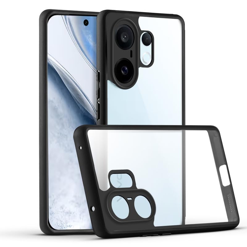 Image of Mr. Case Back Cover for Vivo X200 FE 5G | Shockproof Transparent Hard Back with Black Bumper | 360 Protection | PC & TPU Durable Case | Anti-Slip Grip & Camera Protection - Black