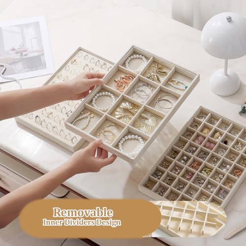 Image of Large Velvet Jewelry Tray Display Drawer Inserts 2 Pack