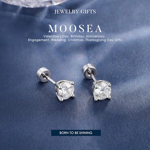 MOOSEA 3 Pairs Moissanite Earrings Studs for Women Men, D Color VVS1 Clarity Lab Created Moissanite Cartilage Earring for Women Men, 925 Sterling Silver Hypoallergenic Stud Earrings Set2