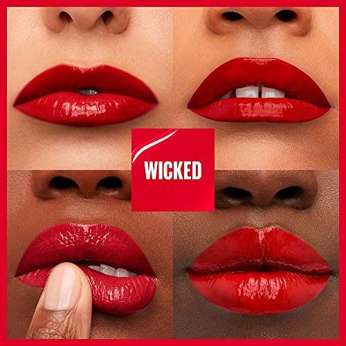 Image of Maybelline Super Stay Vinyl Ink Longwear No-Budge Liquid Lipcolor Makeup, Highly Pigmented Color and Instant Shine, Wicked, Cool Red Lipstick, 0.14 fl oz, 1 Count