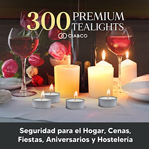 Miniatura 6 de Pack Cia Co 300 Velas De Te 4 Horas. Velas Blancas Redondas Sin Aroma Y 100 Parafina. Diámetro 38 Mm, Ideal Hostelería Sin Olor