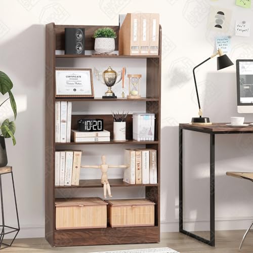 Image of ABOUT SPACE Bookshelf for Home - 5 Tier Books Rack for Study Room Multipurpose Open Shelf for Home, Office, School Engineered Wood Book Organizer Shelf (Walnut - L 62.5 x B 23.5 x H 131 cm)