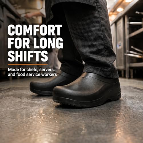 Image of LIPROFE Chef Shoes for Men,Kitchen Shoes for Men,Non Slip Work Shoes for Men Women,Oil & Water Resistant Slip-On Kitchen Work Clogs for Restaurant Nursing Garden