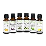 ZAQ Aromatherapy Top 6 100% Pure Therapeutic Essential Oil Gift Set- 1 Oz (Lavender, Tea Tree, Eucalyptus, Lemon, Orange, Peppermint)