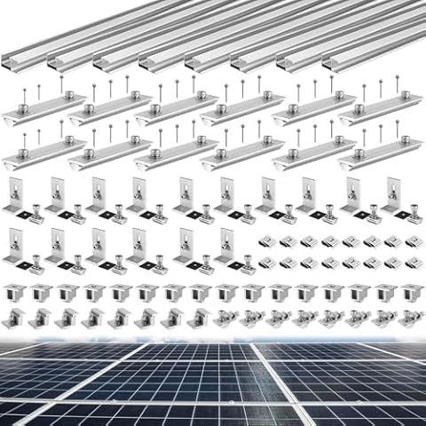 Tandefio Solar Panel Mounting Kit for 8-10 Solar Panels, Panel Kit for Shingle Roof, Adjustable with Clamps, L Shape Brackets, 88 Inch Rails Cover