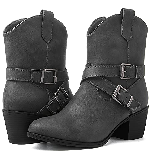 Globalwin Womens Mid-Calf Western Cowboy Boot, 21Yy01 Grey, Size 6 (Gw-W21Yy01-Grey-Sz-6) #TOP2