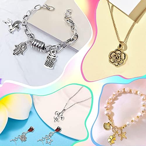 ALinmo 200PCS Wholesale Bulk Lots Jewelry Making Charms Mixed Smooth Tibetan Silver Metal Charms Pendants DIY for Necklace Bracelet Jewelry Making and Crafting