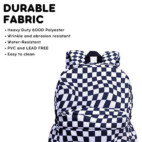 Image of J World Oz High School Backpack for Kids. Cute Laptop Bookbag for Girls Boys, Wavy Checkers