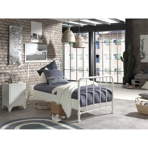 Paris Prix Pack - Lit & Table de Chevet Bronxx 90X200cm Blanc