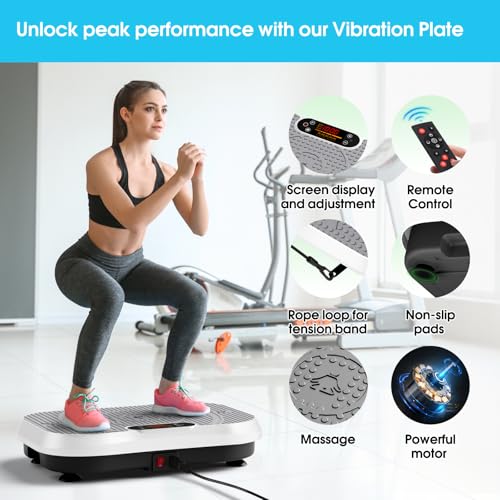 Image of SoftGym Vibration Plate Exercise Machine for Lymphatic Drainage Weight Loss,120 Speed Levels Vibrating Platform with Resistance Bands,Full-Body Workout Equipment for Muscle Activation