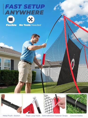 Sturdum 10x7ft Golf Hitting Net with Built in Side Barriers, Heavy Duty Practice Net for Driving Swing Chipping Home Simulator Training, Portable Training Aid with Carry Bag