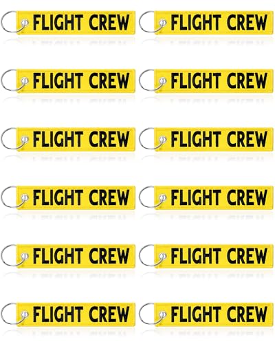 Image of Junkin 12 Pcs Flight Crew Keychain Airplane Aviation Keychain Flight Crew Luggage Tags Embroidered Key Ring