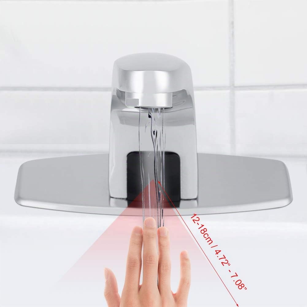 Duokon Robinet d'eau de lavabo de salle de bains avec capteur infrarouge automatique et capteur avec boîtier de commande