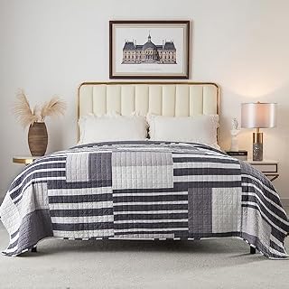WOLTU® BD11m02, narzuta narzuta pikowana patchworkowa dwustronna narzuta pikowana narzuta na łóżko podwójne z podszewką i pikowaniem, 170x210 cm